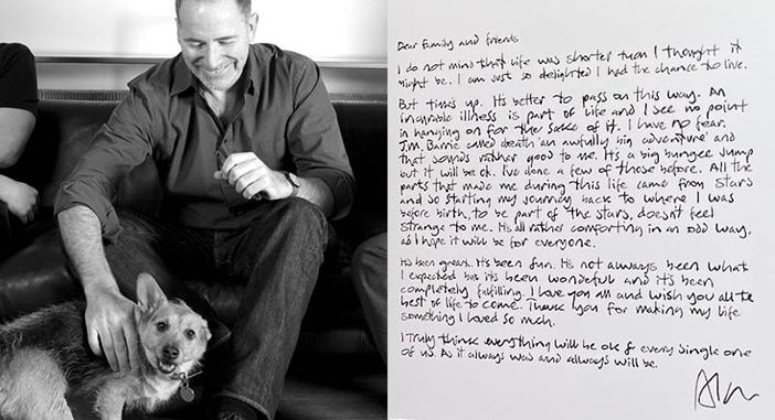 Alan Davidson with dog and letter