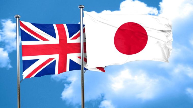 GB flag with Japan flag